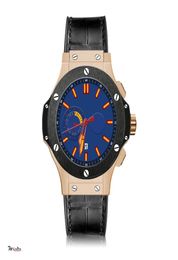 AAA men039s luxury automatic mechanical watch Brazil REUINQ brand BIG gold stainless steel case leather strap blue sixhand mul5297949