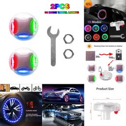 New 2pcs Lights Car Wheel Air Vae Hub Lamp Cap with Motion Sensors Colourful LED Tyre Light Gas Nozzle