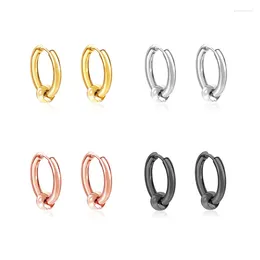 Hoop Earrings LUXUSTEEL Round Beaded Small For Women Men Stainless Steel Rose Black Silver Colour Circle Chunky