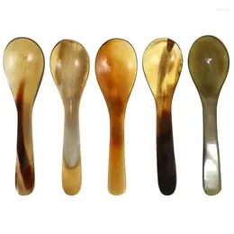 Spoons 5Pcs Natural Horn Coffee Scoop Ice Cream Teaspoons Stirring Right Angle Mixing Kitchen Dessert