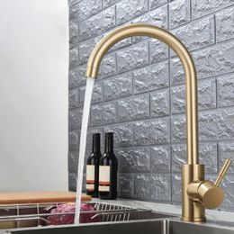 Kitchen Faucets Modern Gold Faucet Sink Bathroom Basin Deck Mounted Cold Water Mixer Taps Lavatory 304 Stainless Stee