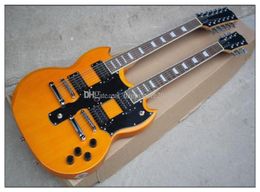 Double Neck 126 Strings Yellow body Electric Guitar with Fixed BridgeRosewood Fingerboardcan be customized2113656