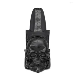 Backpack Men Women 3D Skull Leather Schoolbag Big Fashion Waterproof Travel Hat Bag Casual PU Book Unisex