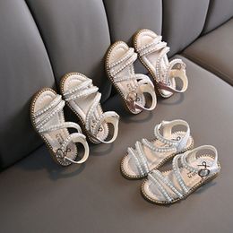 Girls Sandals Children Summer Ladies Pearl Princess Shoes Toddler Youth Performance Shoes Pink Golden EUR 21-36 q0UI#