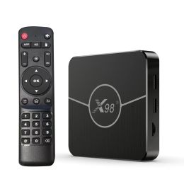 Box X98 Plus Android TV Box Amlogic 4K Media Player 2.4G/5G Dualband WiFi BT AV1 VP9 H.265 Decoding Digital Display Remote Control