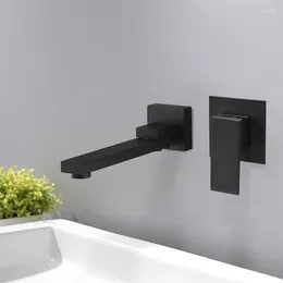 Bathroom Sink Faucets BECOLA Brass Simple Style Matte Black Wall Mounted Basin Faucet Single Handle Mixer Tap & Cold Water LT-309B