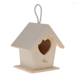 Other Bird Supplies Wooden House Solid Wood Hanging Birdhouse Weatherproof Nice Nest Designed With Perches For Small Birds