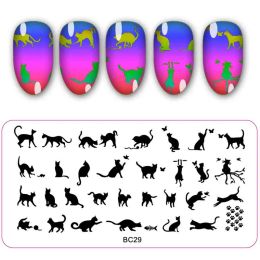 Bottles 12pcs/lot Nail Template Cat Wreath Design Stamping Plates Manicure Nail Art Image Plate Diy Nail Decorations Stencils