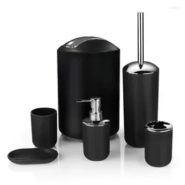 Bath Accessory Set 6-piece Trash Can Lotion Dispenser Bathroom Accessories Toothbrush Holder Soap Tray Storage