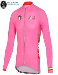 Thin Or Winter Thermal Fleece NEW Pink Italia Italy 100 Years RACE Team Long Cycling Jersey Shirts Tops Breathable Customized 3834079