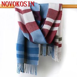 Scarves 7 Colors 2024 Thick Faux Cashmere Tassel Scarf Women Winter Fashion Outstreet Wear Shawl Warm Printed Plaid Ring