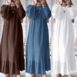 Ethnic Clothing Fashion Muslim Abaya Turkey Women Long Dress Dubai Morocco Maxi Modest Islamic Sleeve Plain Colour Robe Arab Femme Caftan