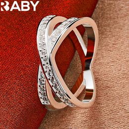 Cluster Rings URBABY 925 Sterling Silver Cross X Zircon Ring For Woman Wedding Engagement Fashion Party Charms Jewellery Lovers Gifts