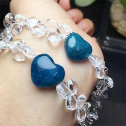 Link Bracelets S925 Natural Apatite Heart Clear Quartz Faceted Teardrop Bracelet Women Beautiful Colorful Crystal Energy Healing Jewelry