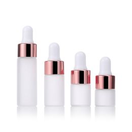 1ml 2ml 3ml 5ml Frosted Glass Dropper Bottles, rose Gold Dropping Vials with Glass Eye Dropper,Empty Sample Glass Dropper Bottles Vials for Essential Oil Perfume