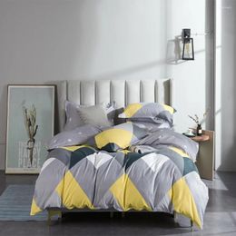 Bedding Sets Evich Yellow And Light Grey Set 3Pcs Current Season Single Double King Size Quilt Cover Pillowcase Bedclothes