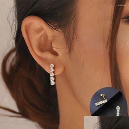 Stud Earrings 925 Sterling Sier Zircon Geometric For Woman Girl Fashion Square Line Design Jewelry Party Gift Drop Delivery Otmnr