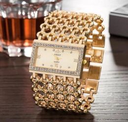 New Arrivals Time Limited Big s Women Luxury Gold Fashion Crystal Rhinestone Bracelet Women Dress Watches Ladies Quartz Wristw8351802