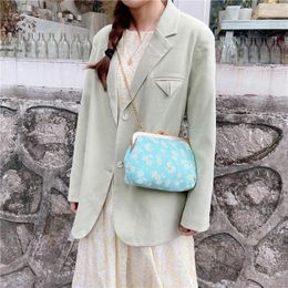 Drawstring Bag For Women Cloud Soft Cloth Madame Daisy Print Single Shoulder Dumpling Handbag Day Clutches Bags Messenger