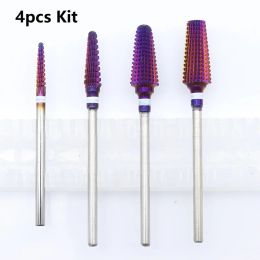 Bits 4pcs Kit Hot! Purple Pro Whole Carbide Nail Drill Bits Nail Art Electric Drill Machine Files Nail Art Tools cut and polish