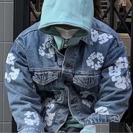 Mens Jackets Self Owned Tears Wookvide Same Flower Denim Jacket Drop Delivery Apparel Clothing Outerwear Coats Otgsf