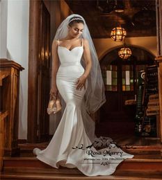 Sexy Plus Size Simple Mermaid Wedding Dresses 2020 Cheap Long Satin Country Beach Satin Robe De Mariee Trumpet Bridal Gowns9523636