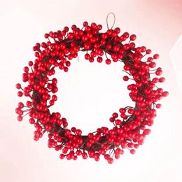 Decorative Flowers Christmas Decoration Ornament Red Beaded Berry Wreath Artificial Ring Trim Simulation Garland Decorations European