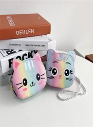 Kids rainbow cat purse 2022 girls cartoon messenger bags fashion boys casual wallet fashion children single shoulder bag Q41488933838