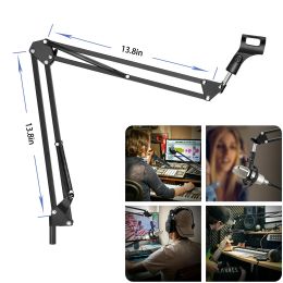 Accessories Microphone Scissor Arm Stand Desktop Mic Clip Holder Tripod Live Cantilever Bracket Microphone Bracket Extendable with Clamps