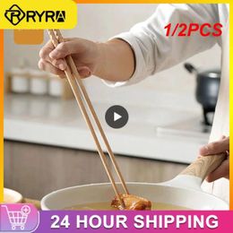 Chopsticks 1/2PCS Super Long Wooden Extra Beech Noodles Kitchen Cooking Frying For Home