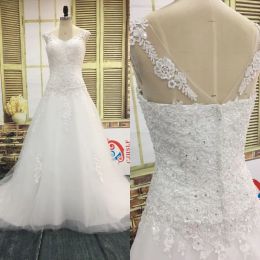 Dresses Stunning Wedding Dresses from China V Neck Beaded Lace Appliques Zipper up Aline Tulle Wedding Gown Real Picture High Quality Bri