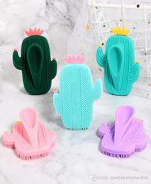 2021 high quality Cactus Silicone Beauty Massage Washing Pad Facial Exfoliating Blackhead cute Face Brush Tool Soft Deep Cleaning 1603990
