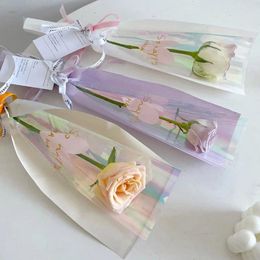 Gift Wrap 10Pcs Cellophane Paper Flower Wrapping Bag Single Floral Bouquet Wrapper Mothers Day Birthday Party Packaging Decor