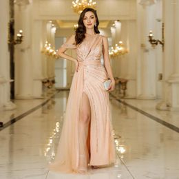 Casual Dresses One Shoulder Strap Pink Stripe Beading High Slit Cocktail Dress Sweet Tiered Party For Women Girls