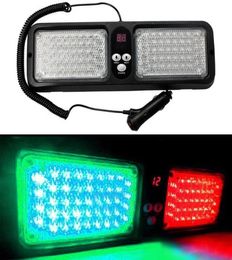 Car 12 Modes 86 LED Emergency Warning Sun Visor Strobe Lights Green Red9313729