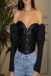 2020 Women Lady Control Waist Shirt Tops Fashion Vintage Court Style Long Sleeve Blouse Bandage Fancy Sexy Off Shoulder Blusa3324678