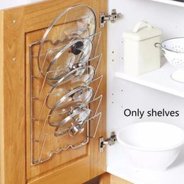 1Pcs Kitchen Accessories Stainless Steel Pot Lid Shelf Kitchen Organizer Pan Cover Lid Rack Stand Holder Dish Rack 240407