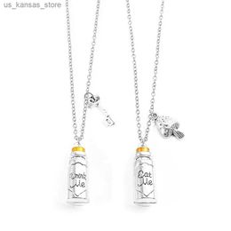 Pendant Necklaces Alice in Wonderland Magic Medicine Bottle Pendant Necklace Couple Necklace Kawaii Choker for Gifts240408