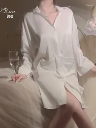 Casual Dresses Classic 3D Sexy Bow Sheer Transparent Lace Boyfriend Style Dress Elegant Loose Fashion Women Korean 2024 R1OB