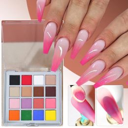 Glitter 16/12/10 Colours Solid Powder Nail Art Gradient Pigment Set Ombre Mirror Chrome Nail Glitter Macaron Watercolour Dust Manicure