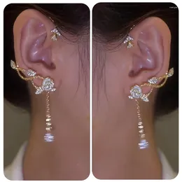 Backs Earrings 1Pcs Sparkling Zircon Leaf Flowers Without Piercing Ear Clips For Women Elf Wedding Jewellery Gift