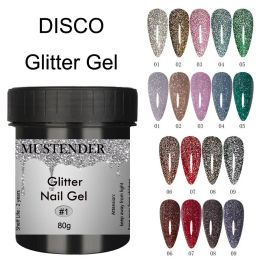 Gel 80g DISCO Gel Colourful Reflective Glitter Nail Gel Polish Sparkling Auroras Laser Gel Shiny Sequins UV Gel Varnish Manicure