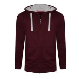 High Quality Best Design Men Regular Fit Maroon Colour Basic Blank Zip Up Hoodie for Sale with Strings