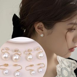 Backs Earrings Pearl Clip On Earring Women Korean Non Pierced Ear French Fake Piercing Earclip Simple Stud Jewelry