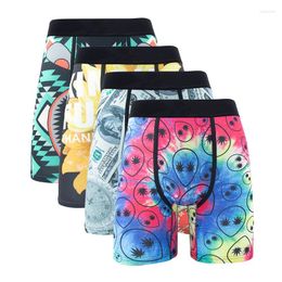 Underpants 4Pcs Fashion Print Men Underwear Boxer Cueca Male Panty Lingerie Boxershorts Sexy Briefs Boxers S-5XL