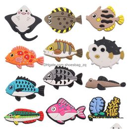 Jewellery Moq 20Pcs Pvc Deep Sea Fish Shoe Charms Sandals Shoes Decoration Hole Slipper Accessories Ornaments Drop Delivery Baby Kids Ma Dhlmd