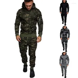 Men's Tracksuits 2 Pieces Set Camouflage Suit Long Sleeve Hooded Clothes Outfit Fashion Streetwear Sports Male Pullover And Sweatpants