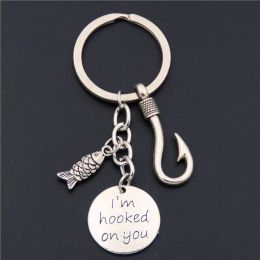 1pc Fish Hook Fishing Keychains Beach Fish Keyring Anchor Lighthouse Charms Summer Jewellery Gift