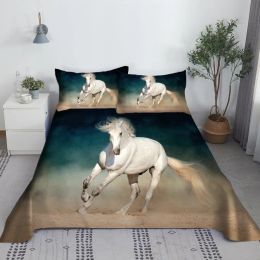 Horse Bed Sheet Set 3D Printed Animal Polyester Bed Flat Sheet With Pillowcase Print Bed Linen For Kids Baby Adults Woman Man