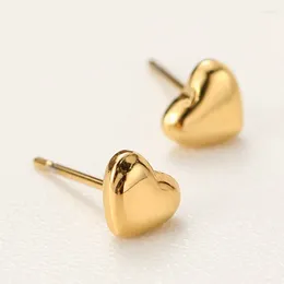 Dangle Earrings Heart Shaped Stainless Steel Plated With Real Gold Small Peach Korean Version Simple Smooth Face Love